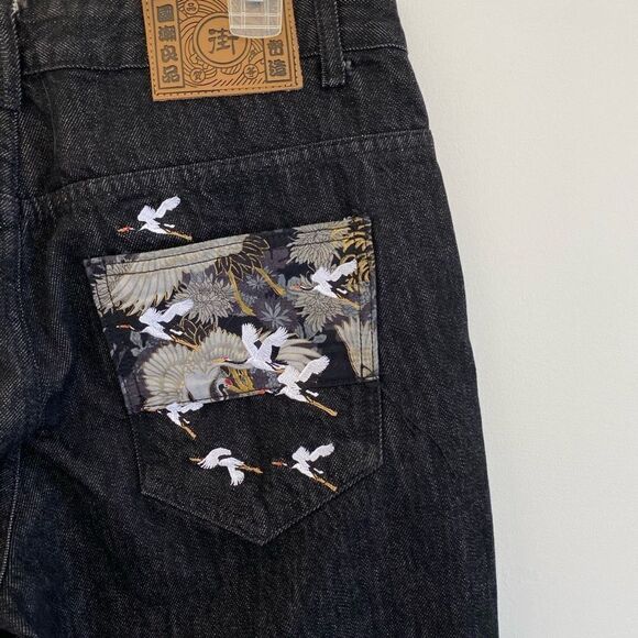 Customized Dark Wash Jeans with Japanese Style Designs - Picture 6 of 8